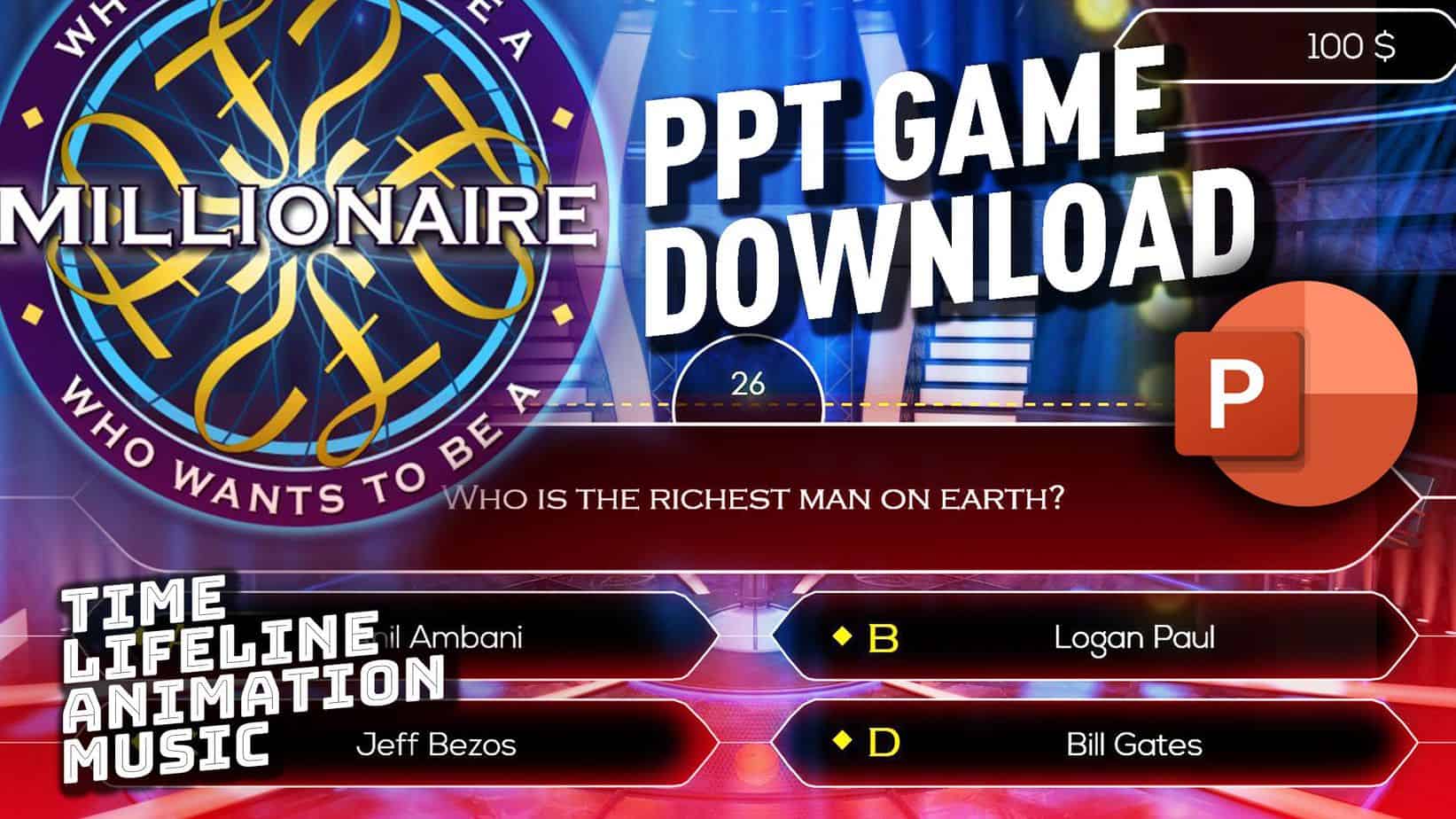 "Who wants to be a Millionaire?" PPT Template with Lifelines