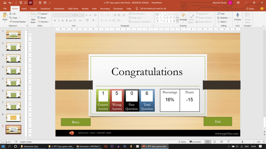 PPT QUiz game with score points and reportcard and grade - How to Create Advanced Quiz Game in PowerPoint
