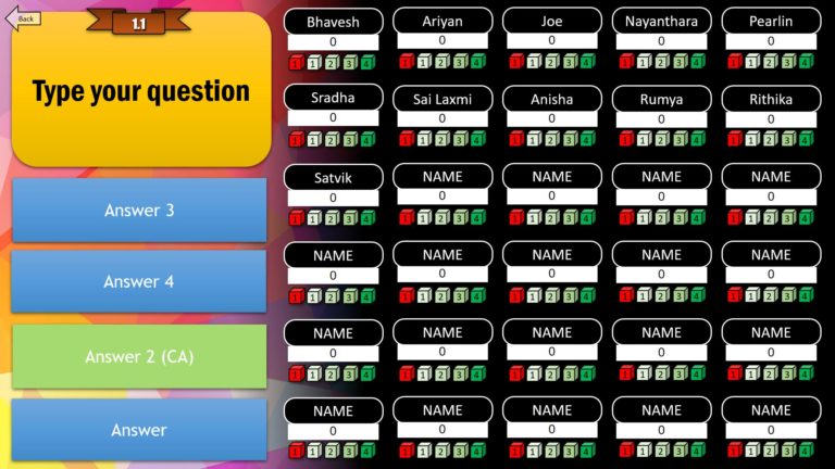 PowerPoint Quiz Game with Student Scoreboard Onlne teaching PPT Game Templates 4 - Download PowerPoint Game for Online Class - PPT Game Templates for Teachers